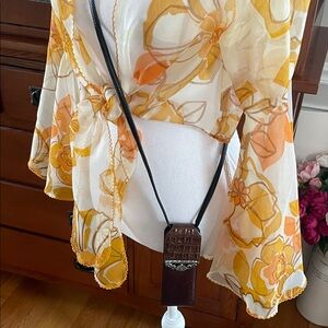 Elegant Brown Leather Crossbody knife Holder Bag/belt bag